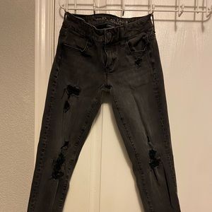 Black Distressed American Eagle Jeans
